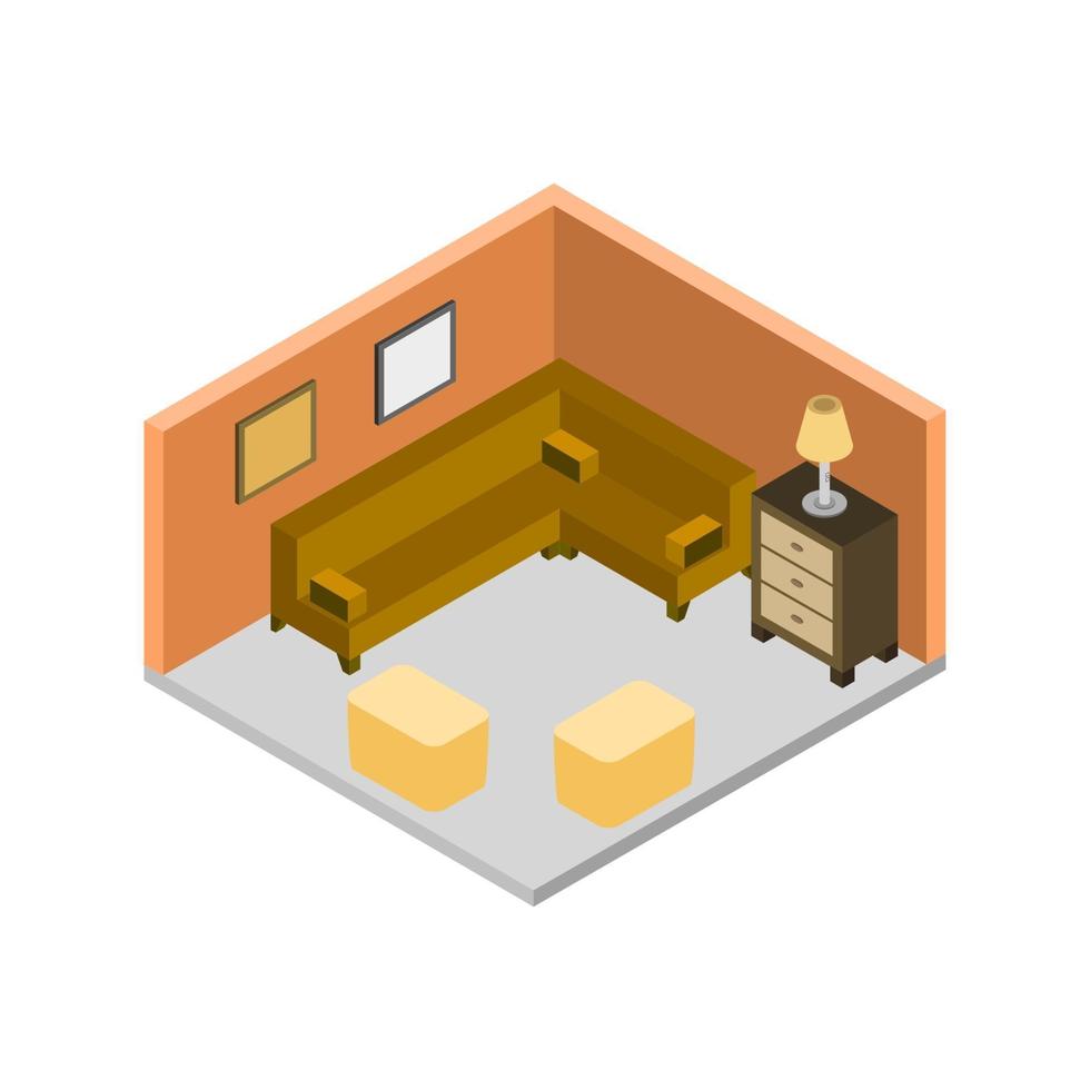Isometric Lounge Room vector