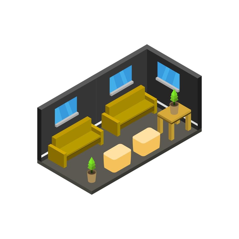 Isometric Lounge Room vector