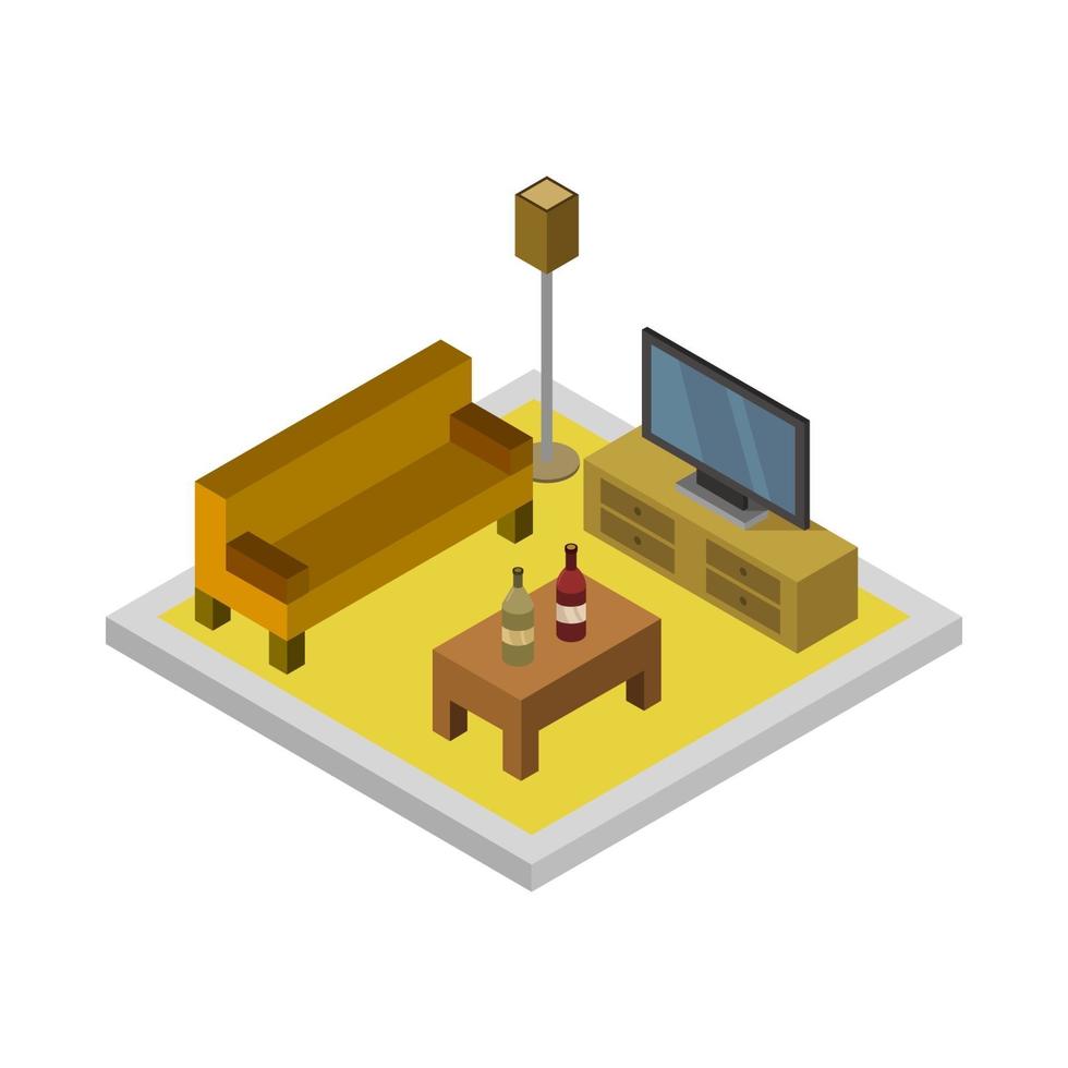 Isometric Lounge Room vector