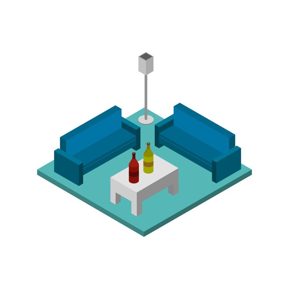 Isometric Lounge Room vector