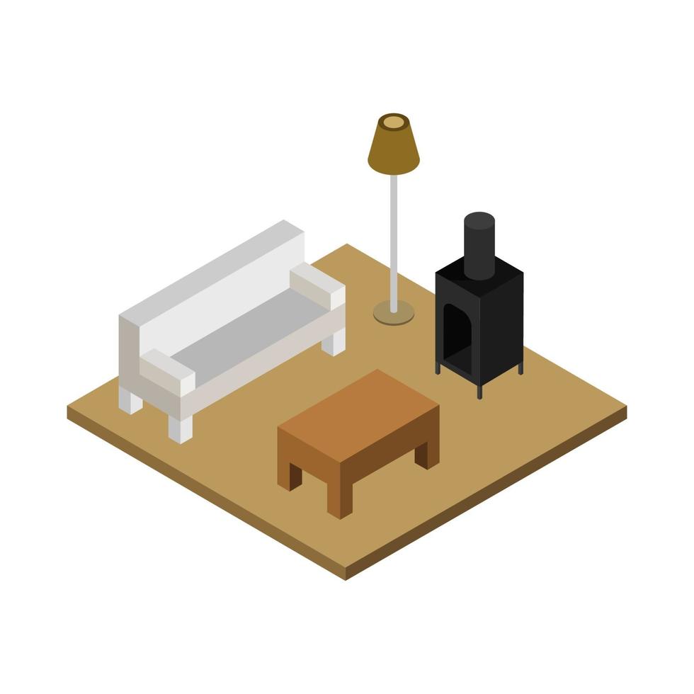 Isometric Lounge Room vector