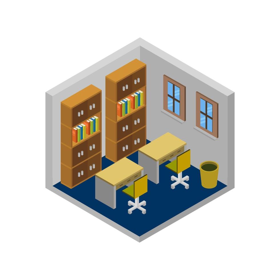 Isometric Library Room vector