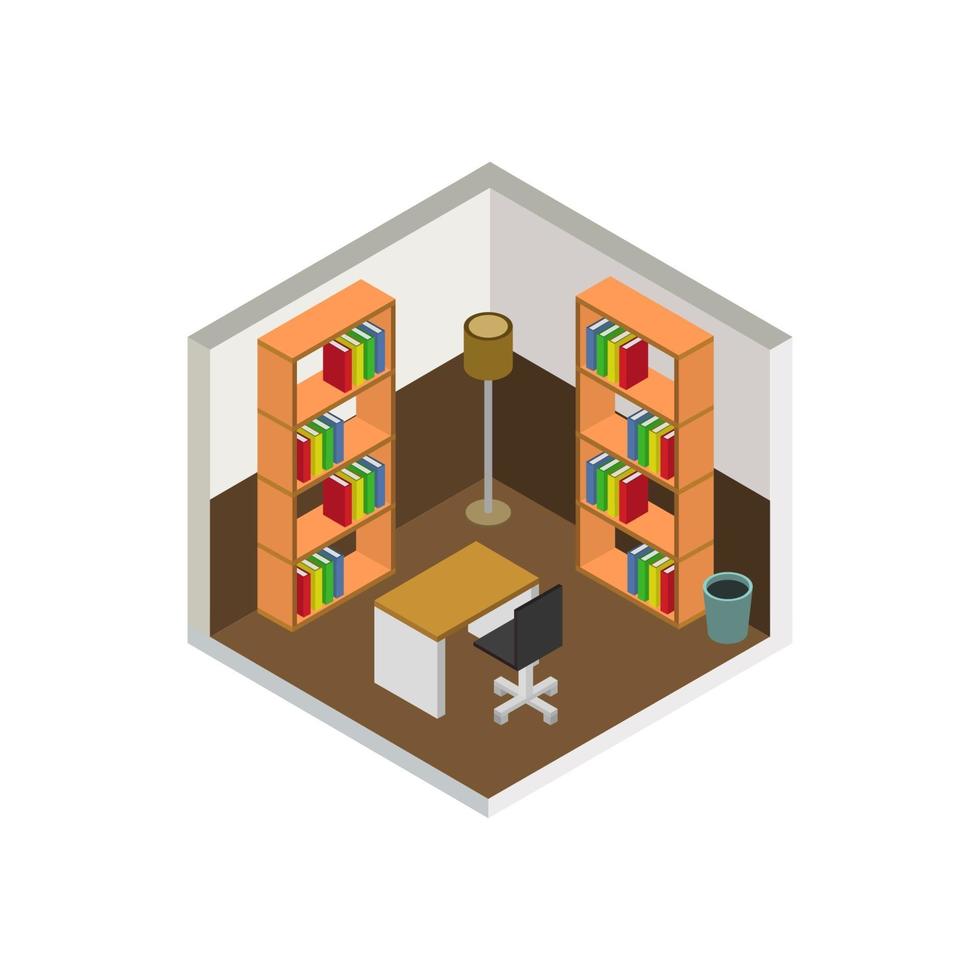 Isometric Library Room vector