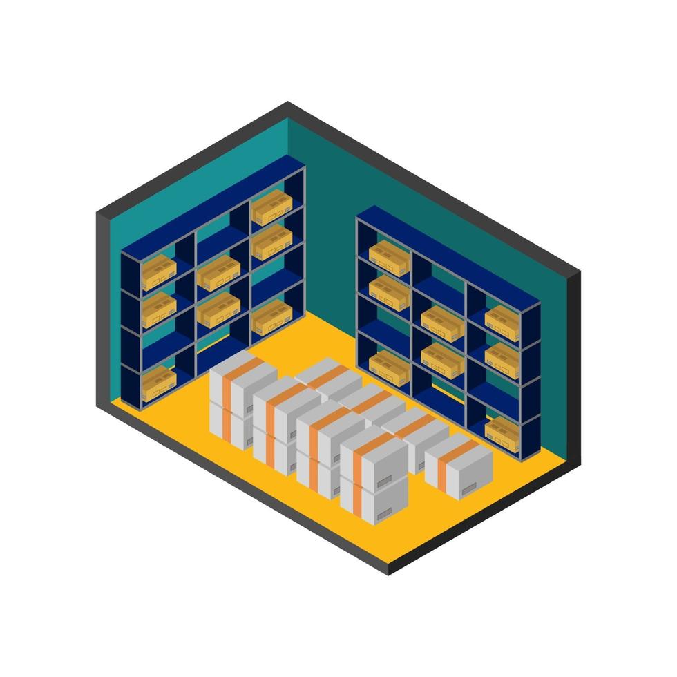 Isometric Warehouse Room vector