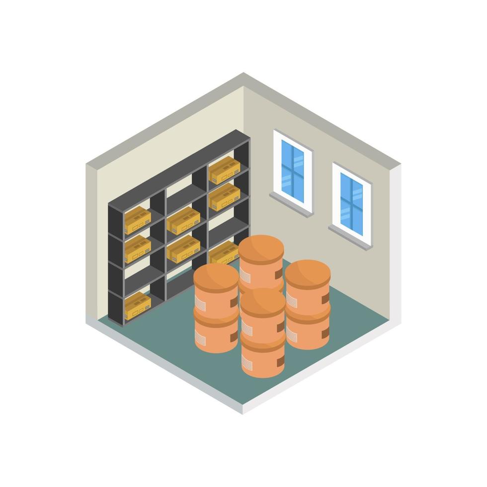 Isometric Warehouse Room vector