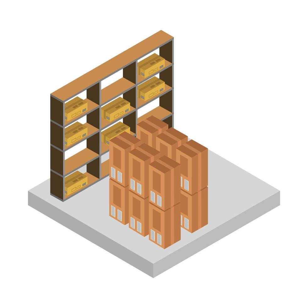 Isometric Warehouse Room vector