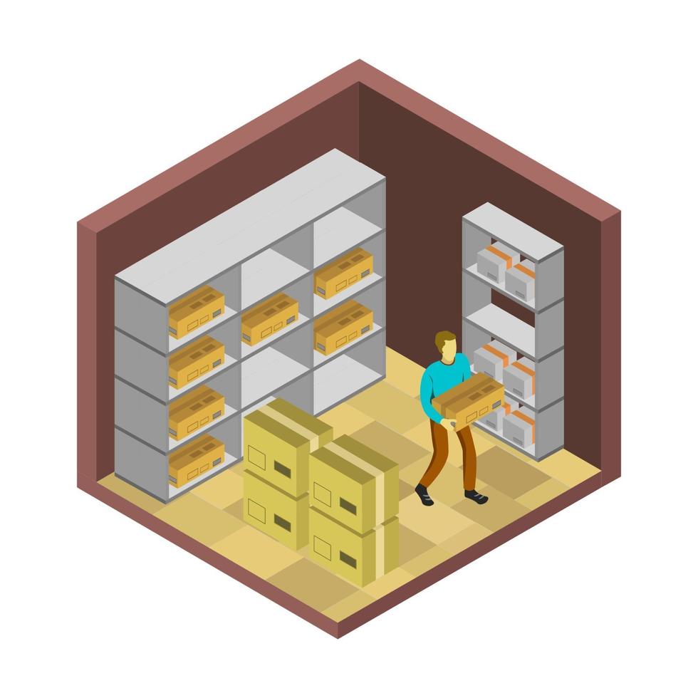 Isometric Warehouse Room vector