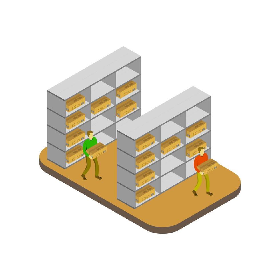 Isometric Warehouse Room vector