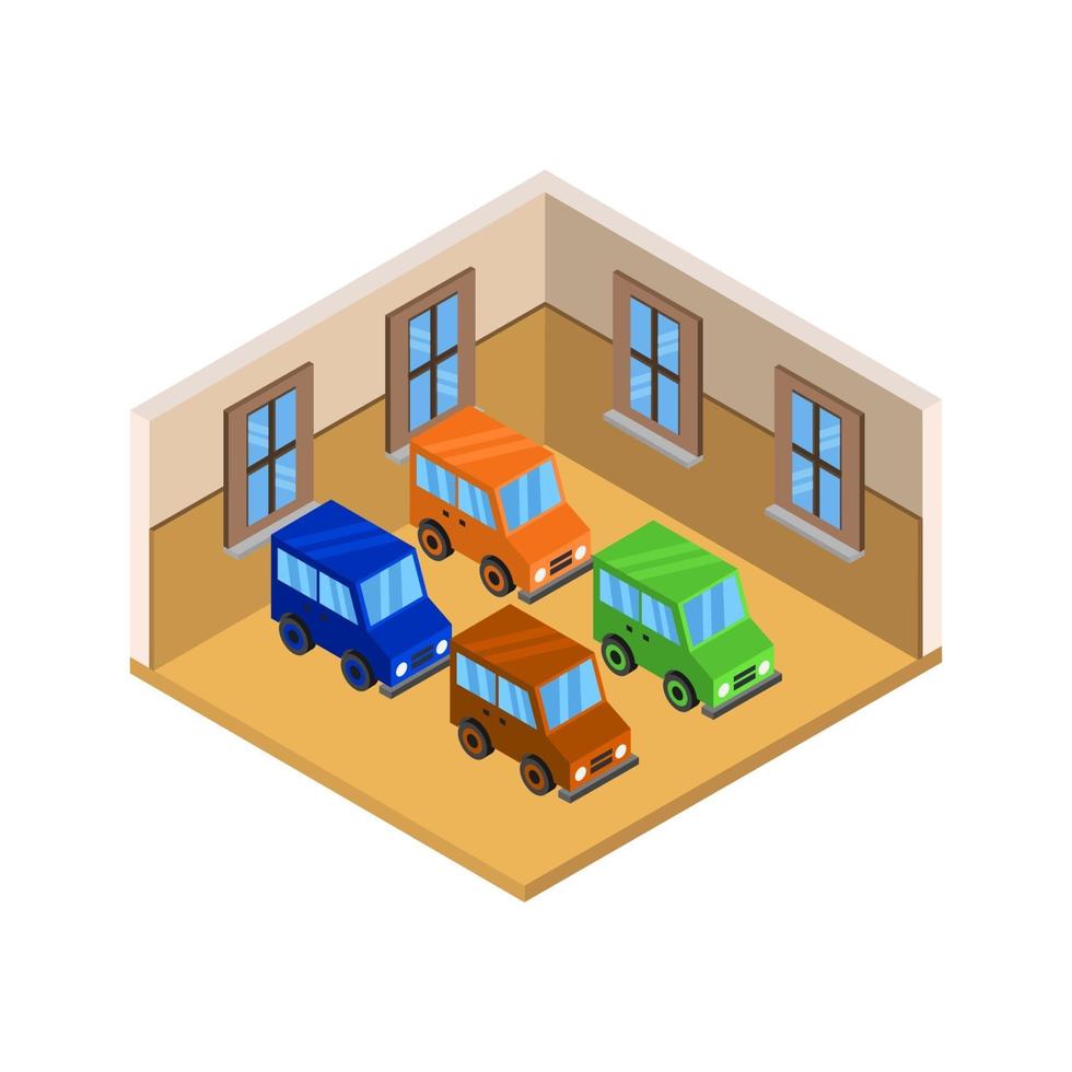 Isometric Garage On Background vector