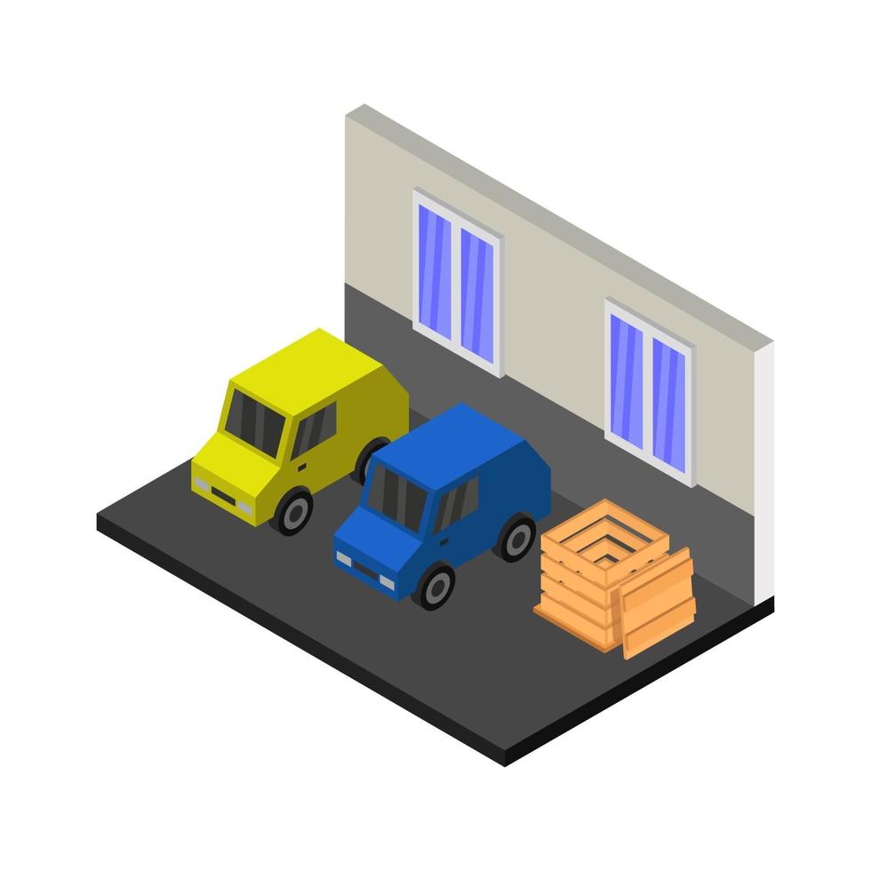 Isometric Garage On Background vector