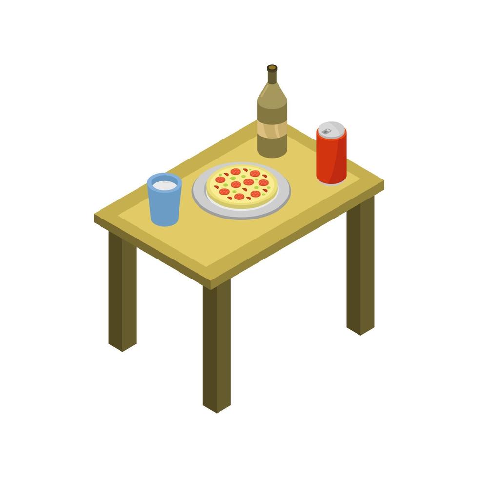 mesa con comida isométrica vector