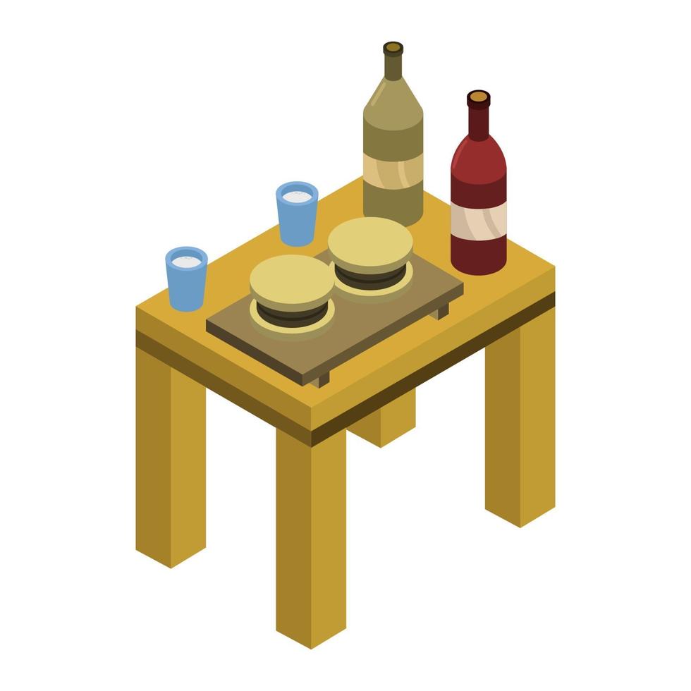 Table With Isometric Food vector