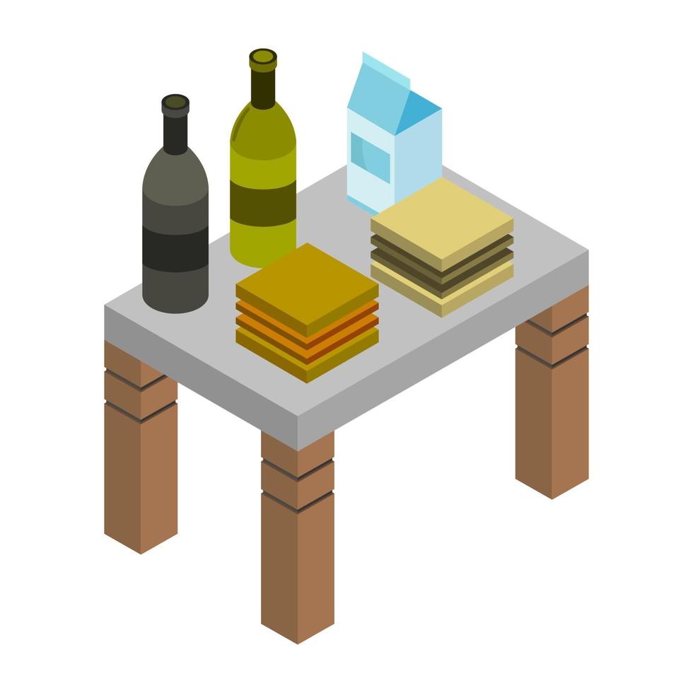 Table With Isometric Food vector