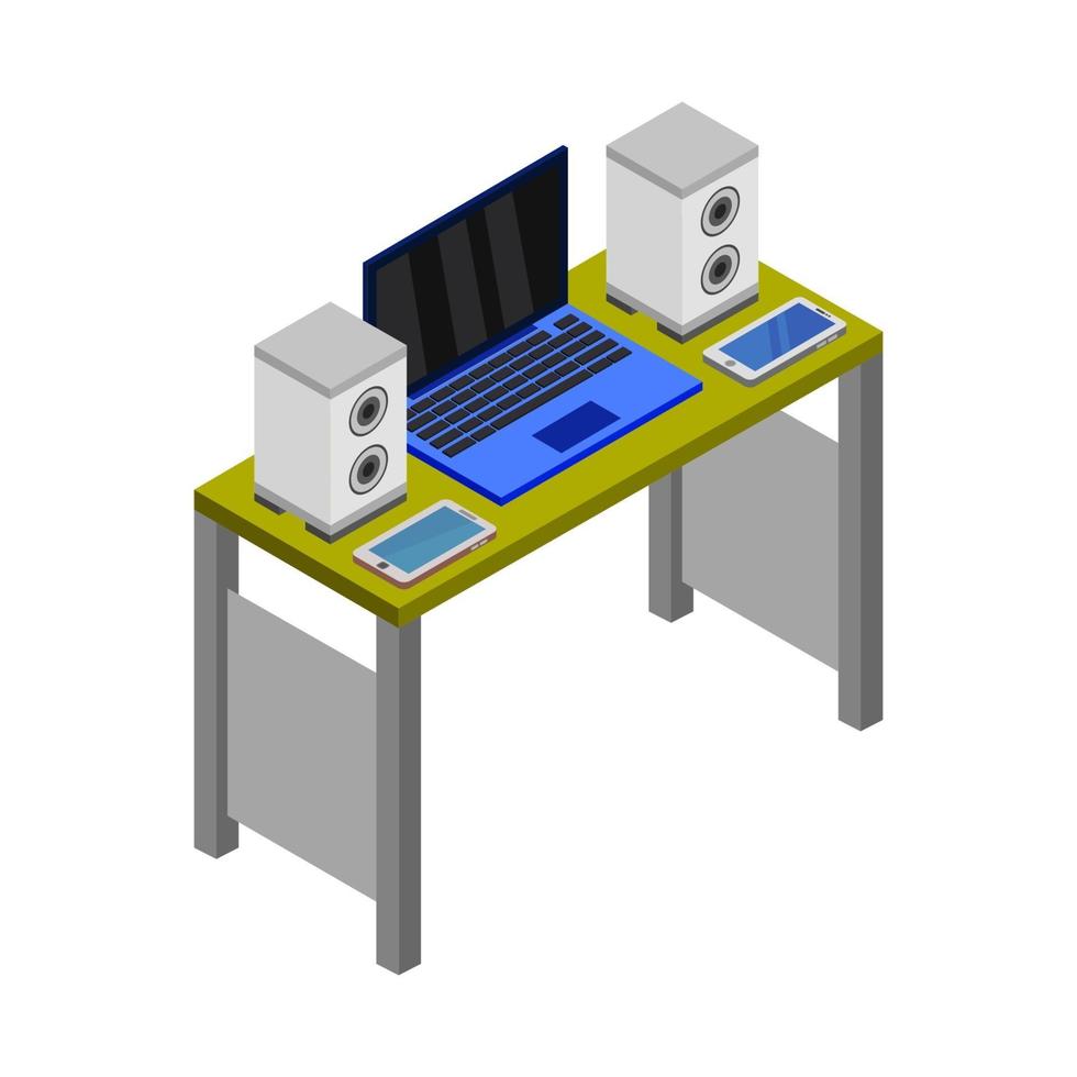 Isometric Music Table vector