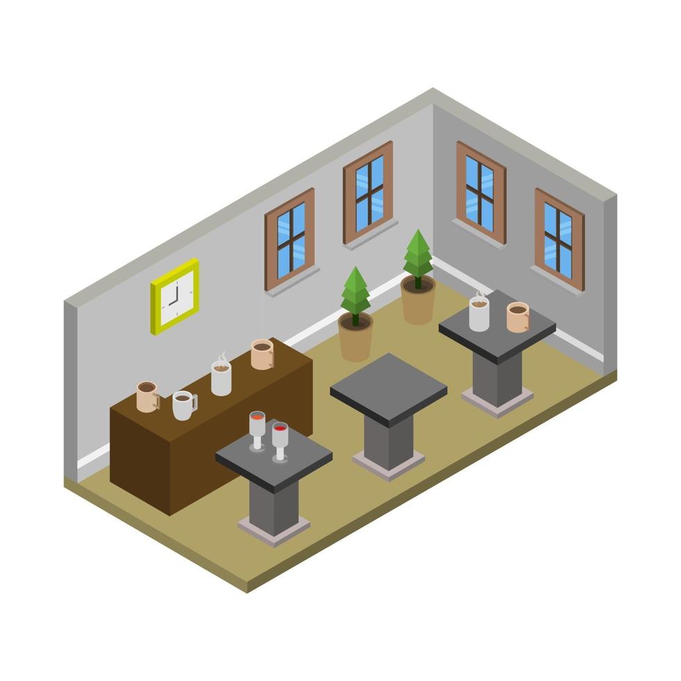 isometric bar room on background vector