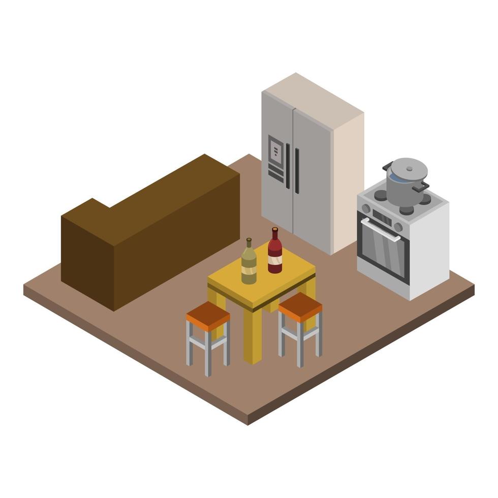 isometric kitchen room on background vector