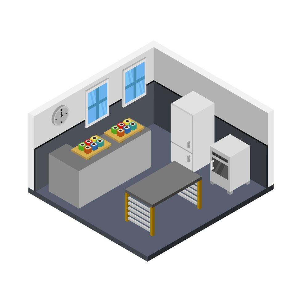 isometric kitchen room on background vector