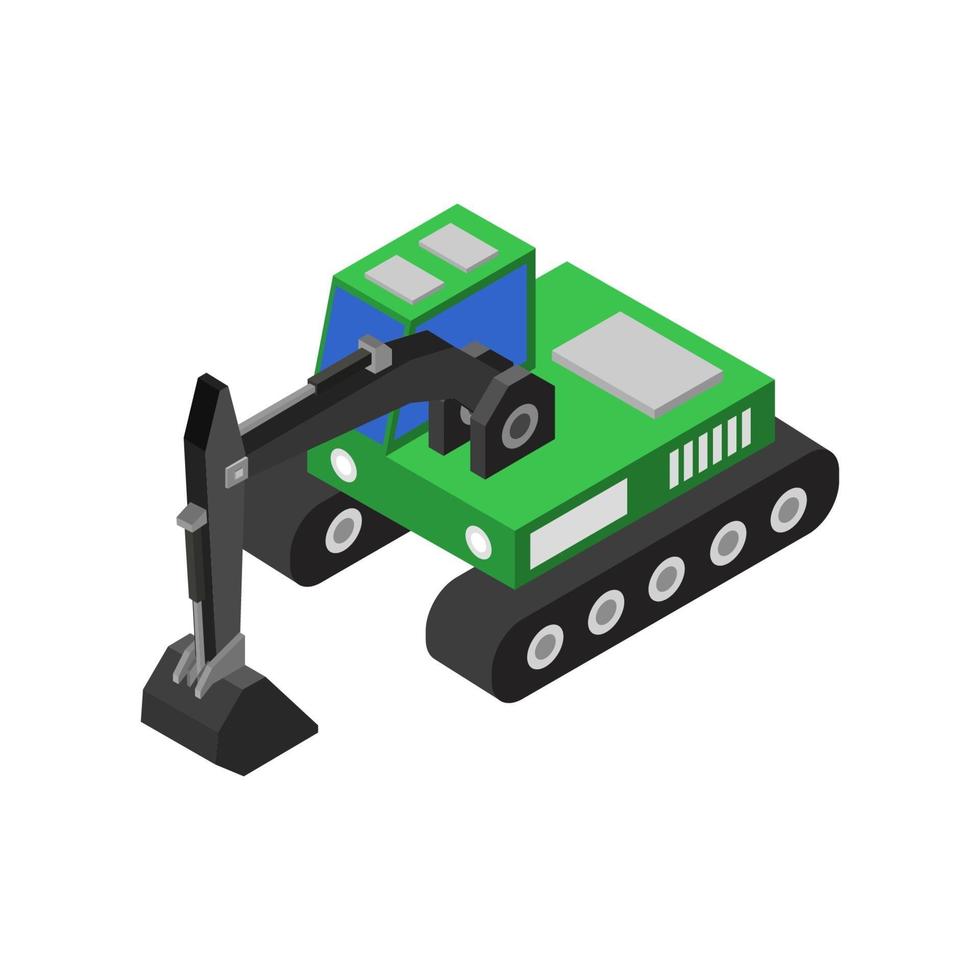 Isometric Excavator On Background vector