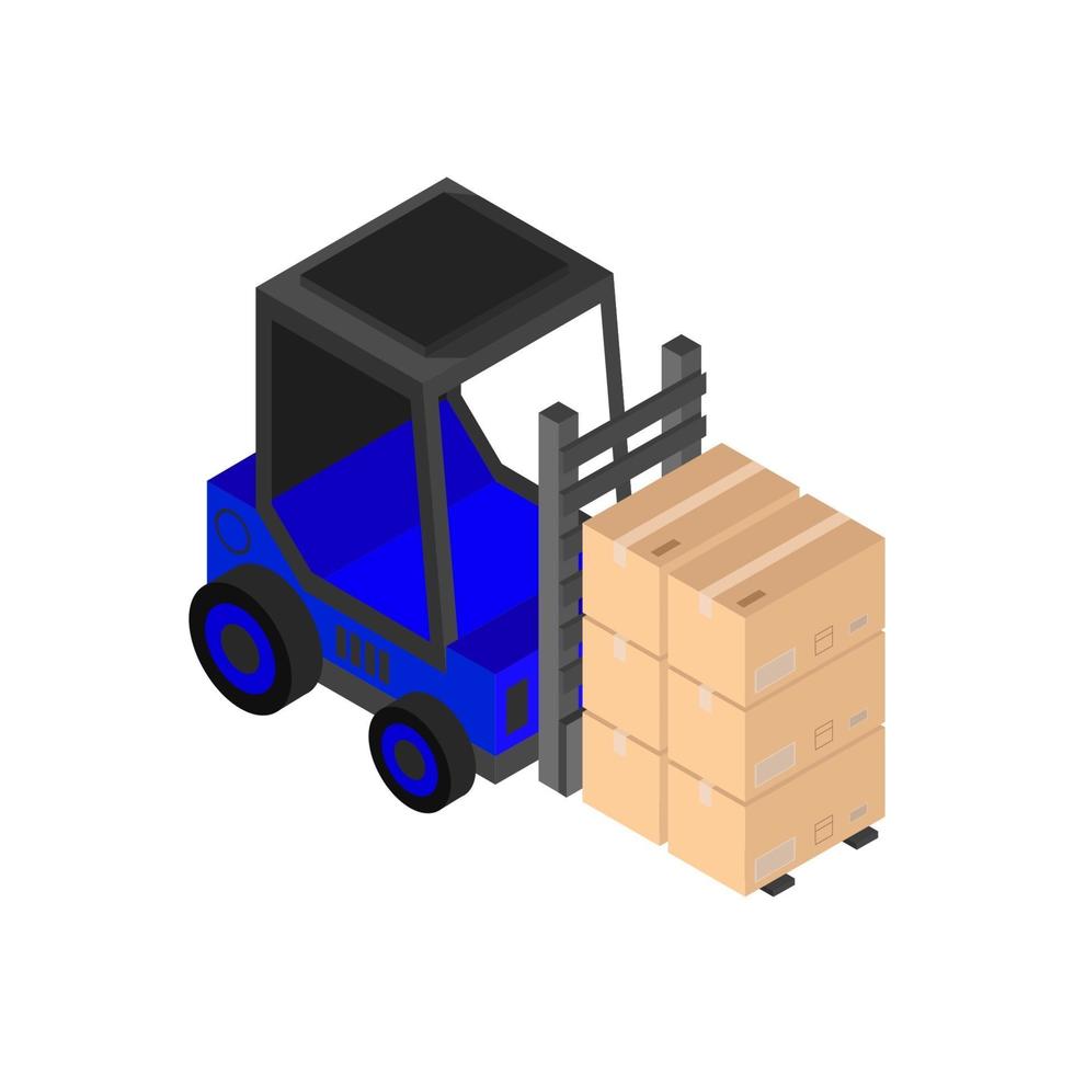 Isometric Forklift On Background vector