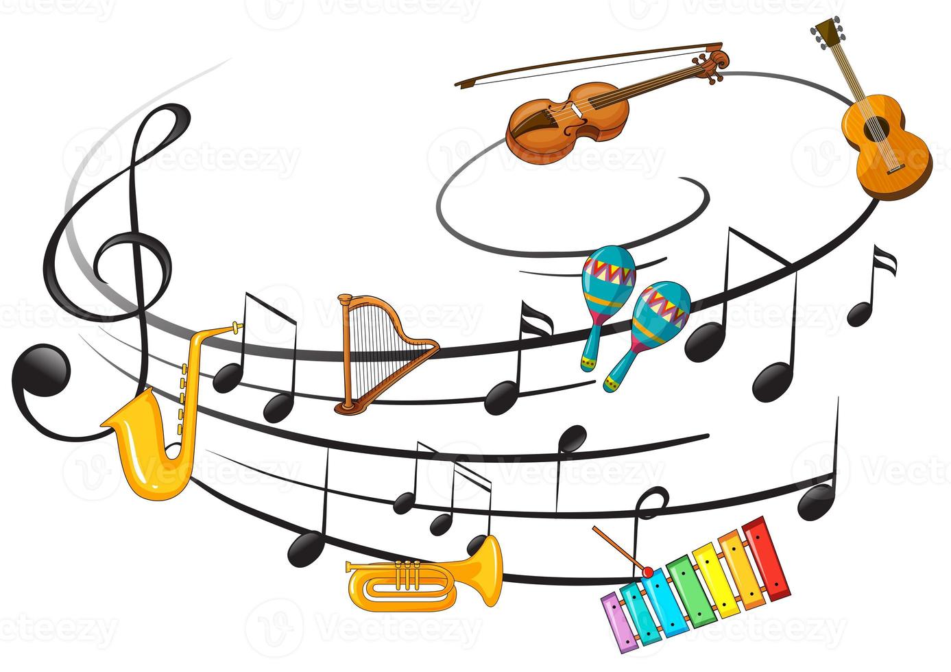 Music instrument with music note photo