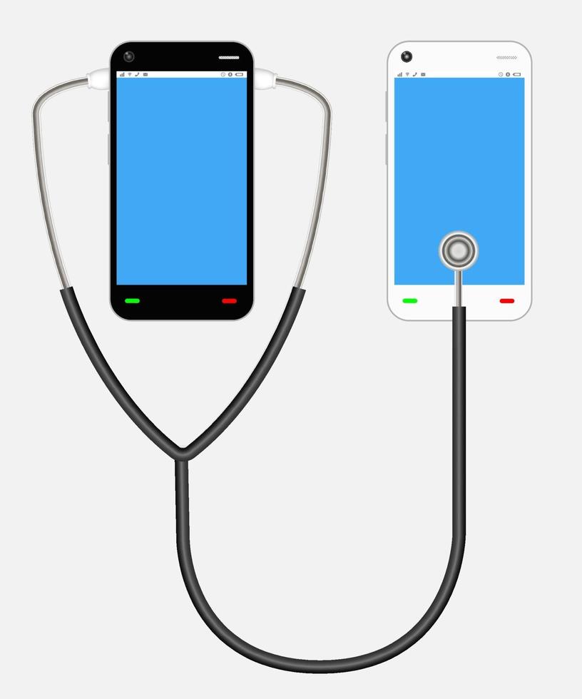 smartphone with a stethoscope vector