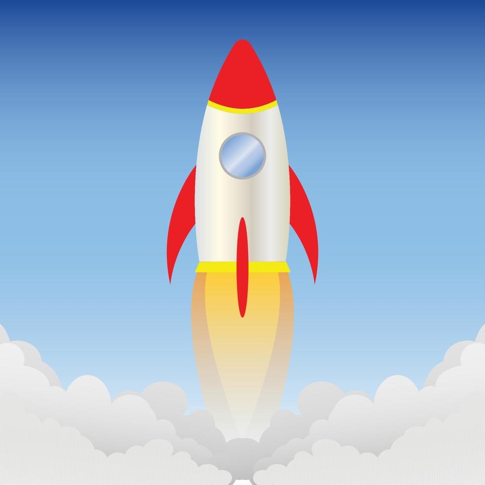 toy space rocket with smoke vector