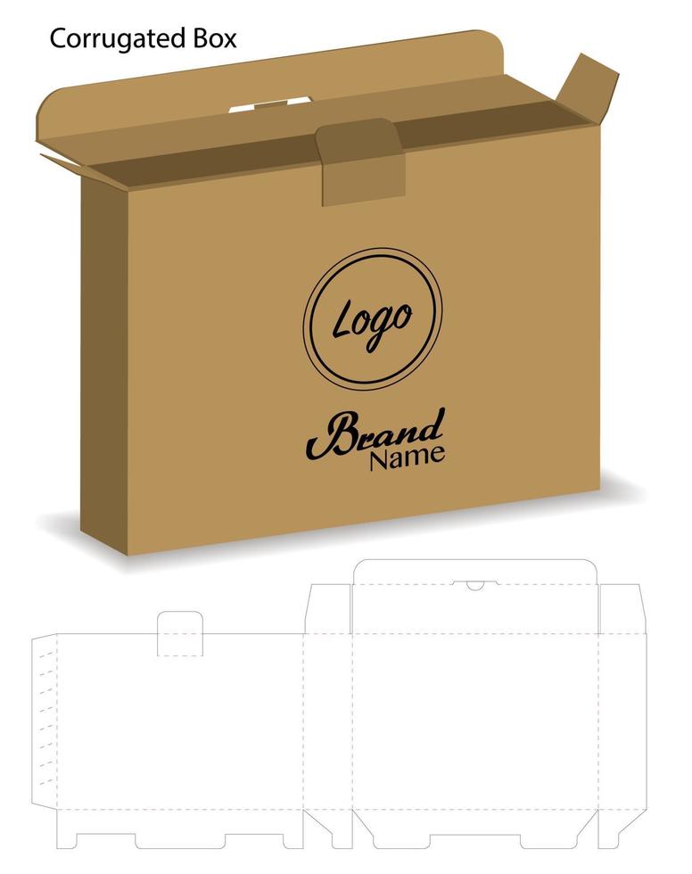 Box packaging die cut template design. 3d mock-up vector