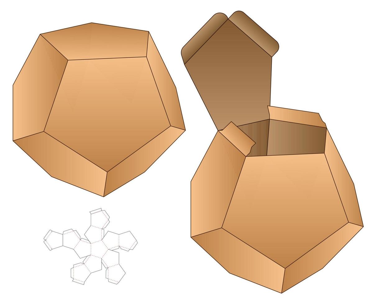 diseño de plantilla troquelada de embalaje de caja. Maqueta 3d vector