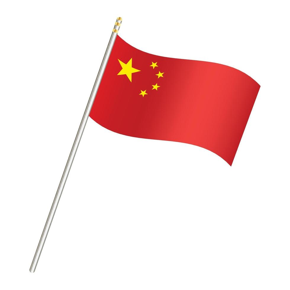 Bandera de China y palo sobre un fondo blanco. vector