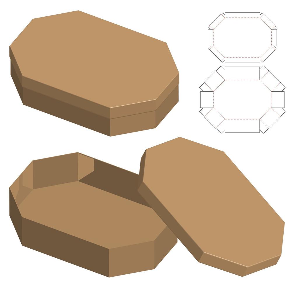 Box packaging die cut template design. 3d mock-up vector