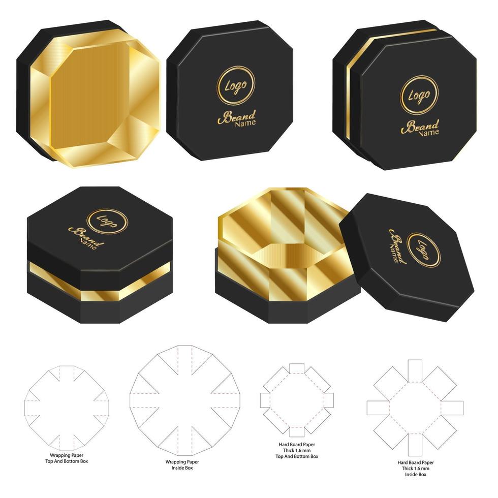 Box packaging die cut template design. 3d mock-up vector