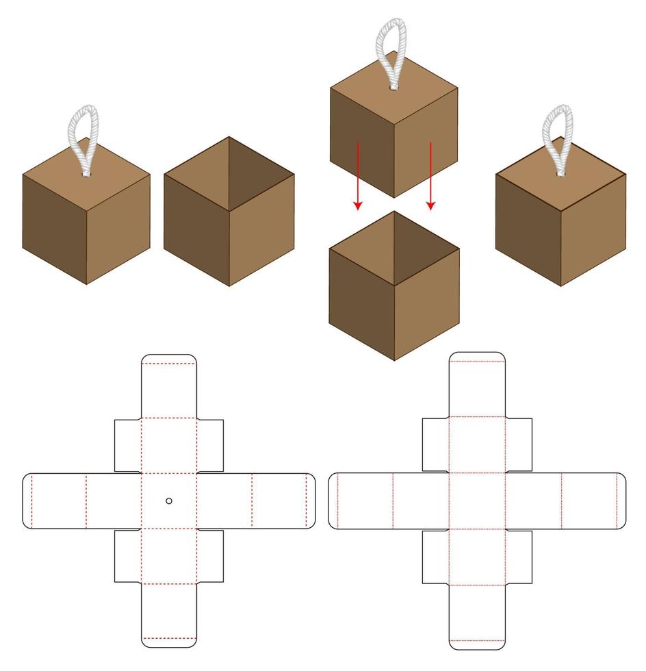 diseño de plantilla troquelada de embalaje de caja. Maqueta 3d vector