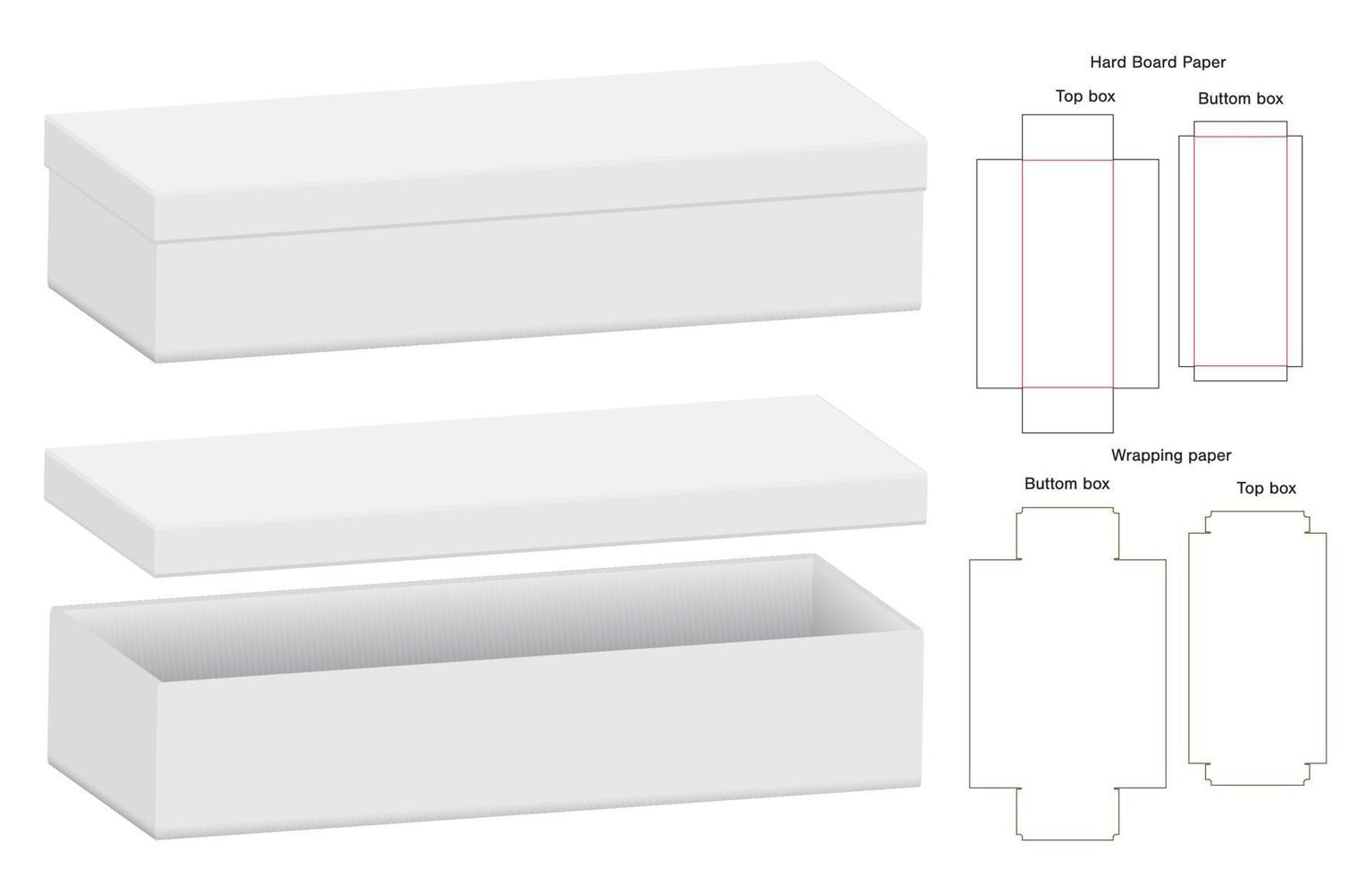 diseño de plantilla troquelada de embalaje de caja. Maqueta 3d vector