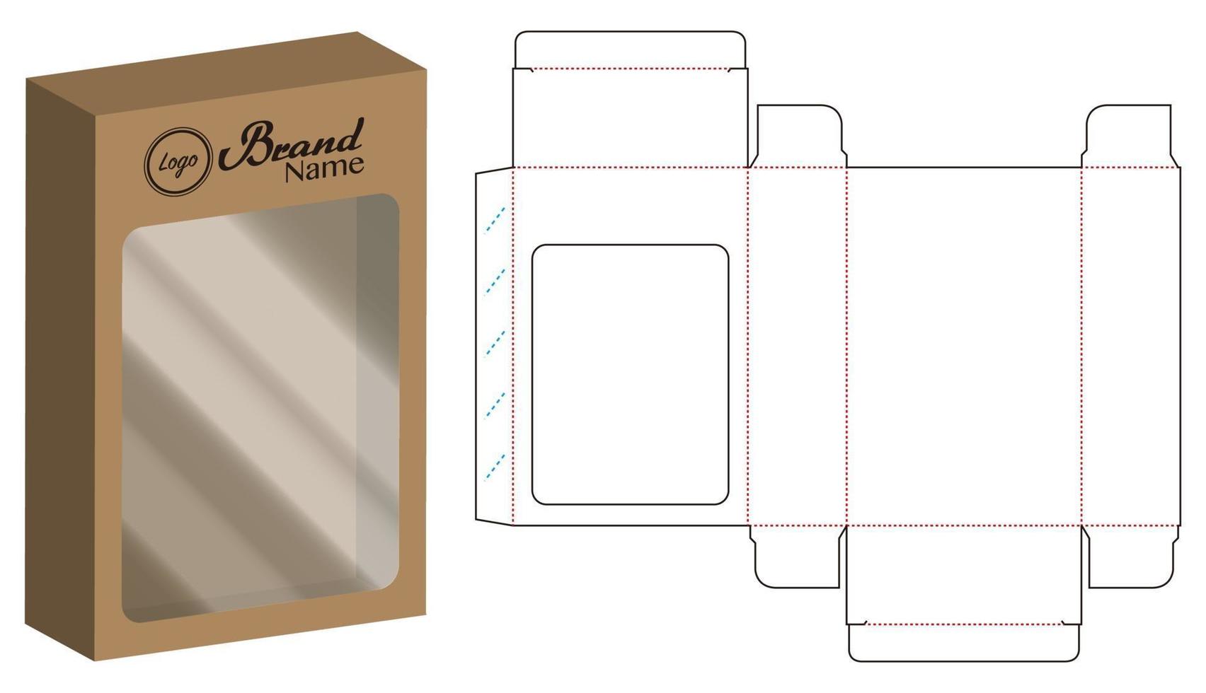 diseño de plantilla troquelada de embalaje de caja. Maqueta 3d vector