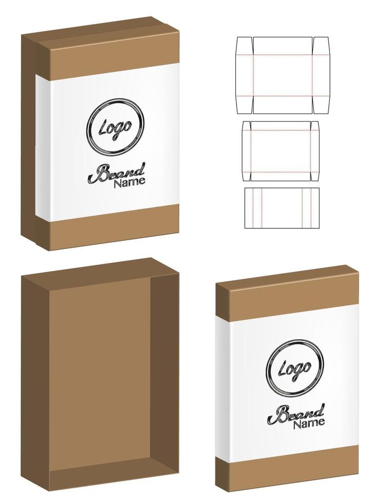 Box packaging die cut template design. 3d mock-up vector