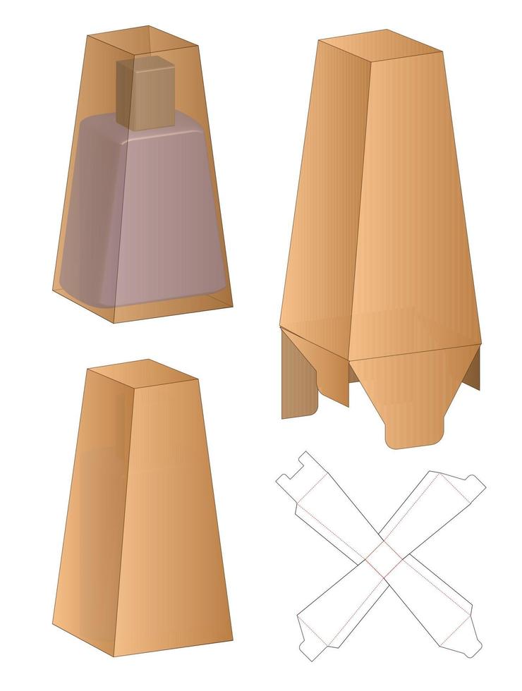 diseño de plantilla troquelada de embalaje de caja. Maqueta 3d vector