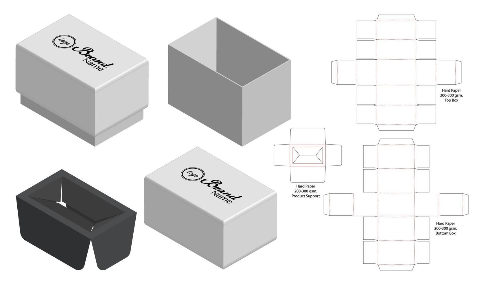 Box packaging die cut template design. 3d mock-up vector
