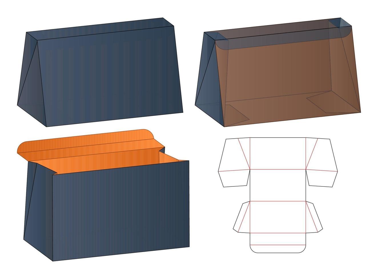 diseño de plantilla troquelada de embalaje de caja. Maqueta 3d vector