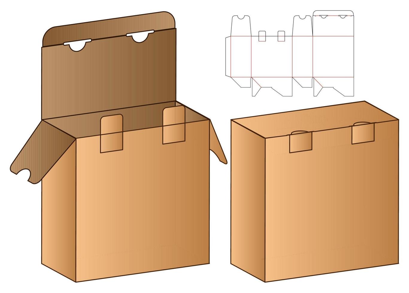 diseño de plantilla troquelada de embalaje de caja. Maqueta 3d vector