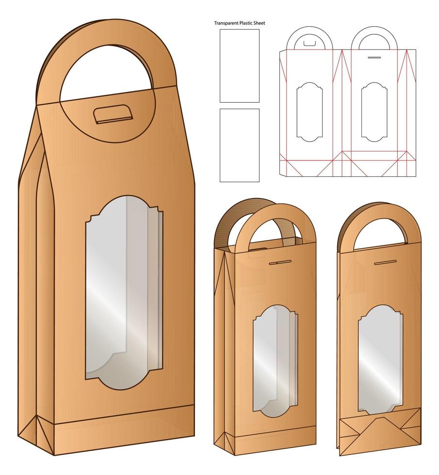 Box packaging die cut template design. 3d mock-up vector