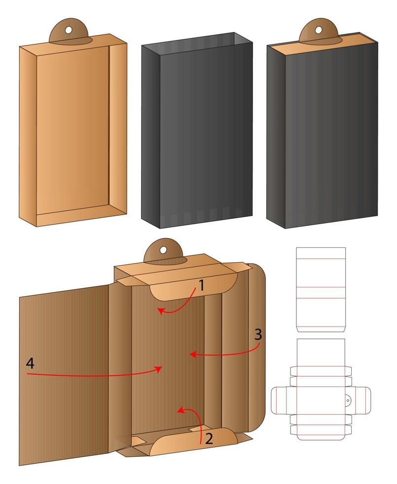 Box packaging die cut template design. 3d mock-up vector
