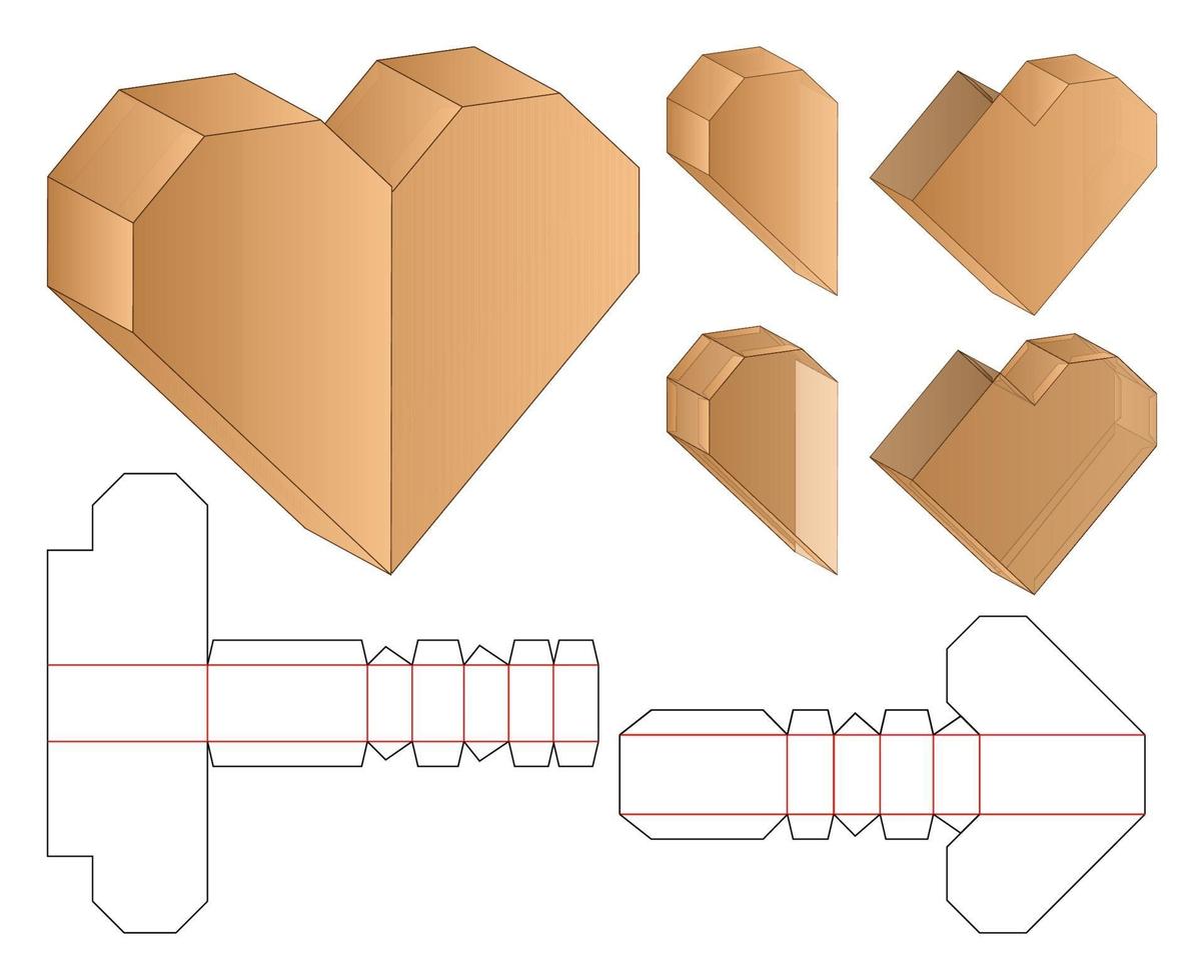 diseño de plantilla troquelada de embalaje de caja. Maqueta 3d vector