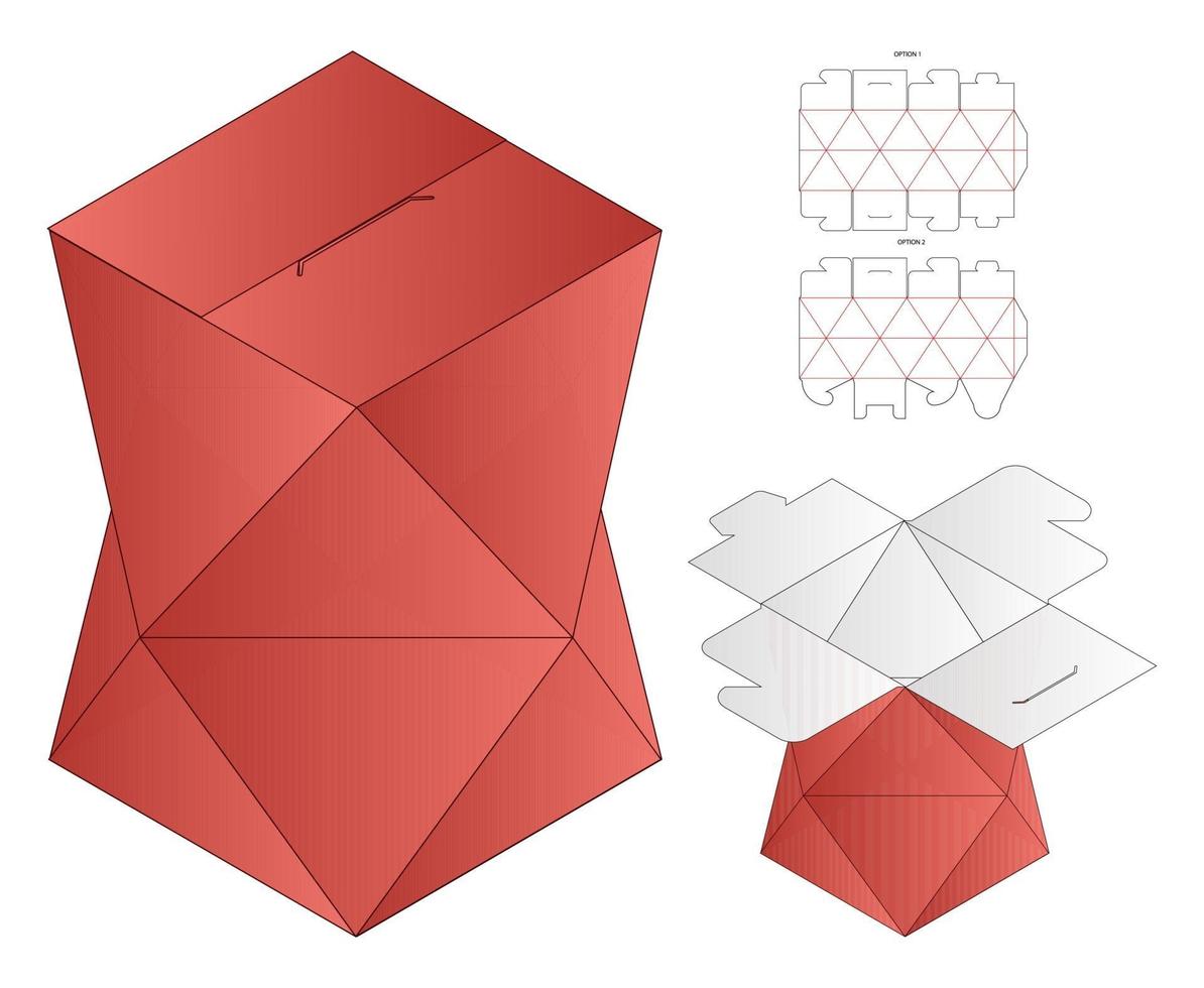 diseño de plantilla troquelada de embalaje de caja. Maqueta 3d vector