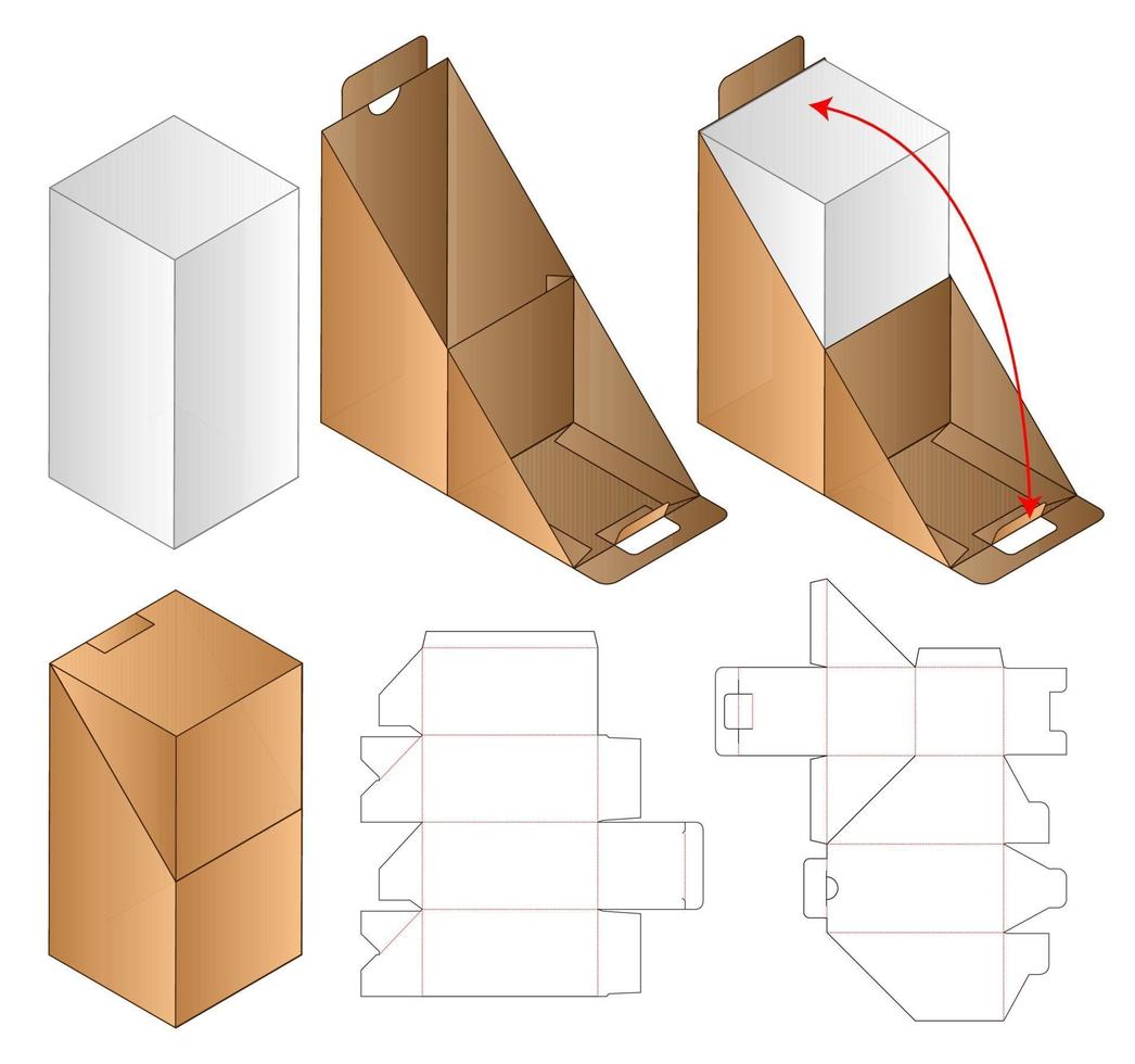 diseño de plantilla troquelada de embalaje de caja. Maqueta 3d vector