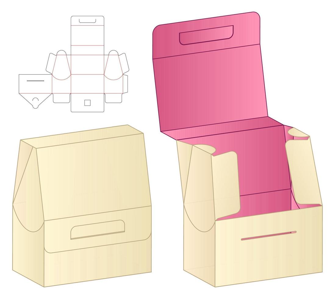 diseño de plantilla troquelada de embalaje de caja. Maqueta 3d vector