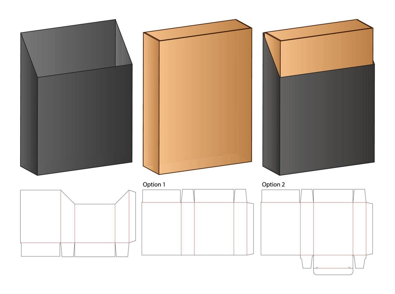 diseño de plantilla troquelada de embalaje de caja. Maqueta 3d vector