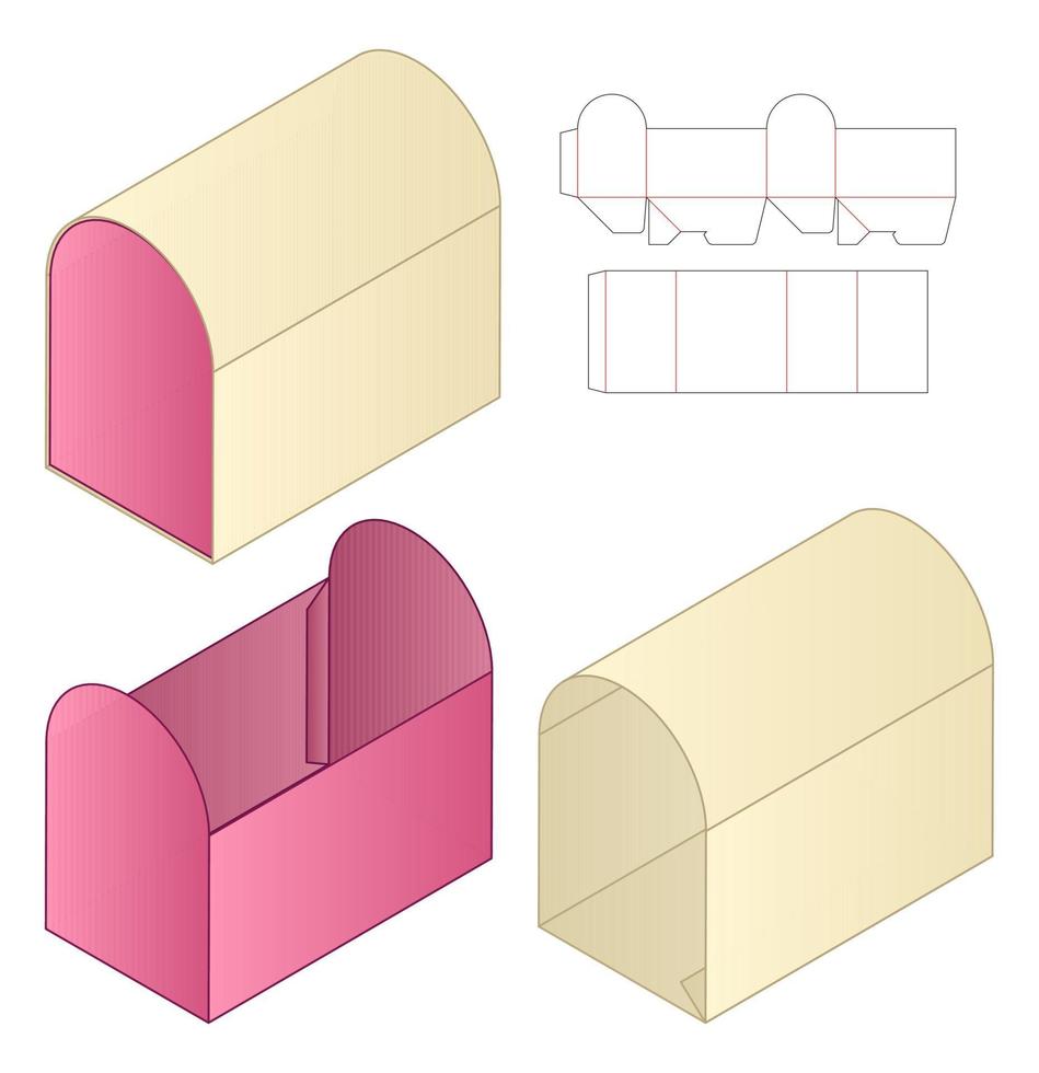 Box packaging die cut template design. 3d mock-up vector