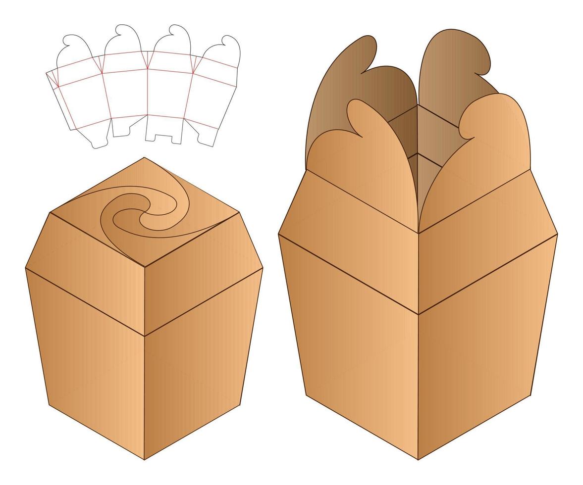 Box packaging die cut template design. 3d mock-up vector