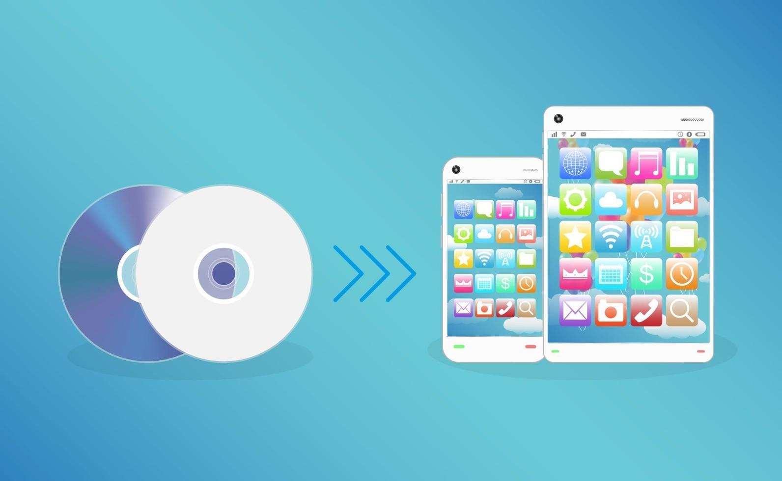 Smart device with cd and dvd disk vector