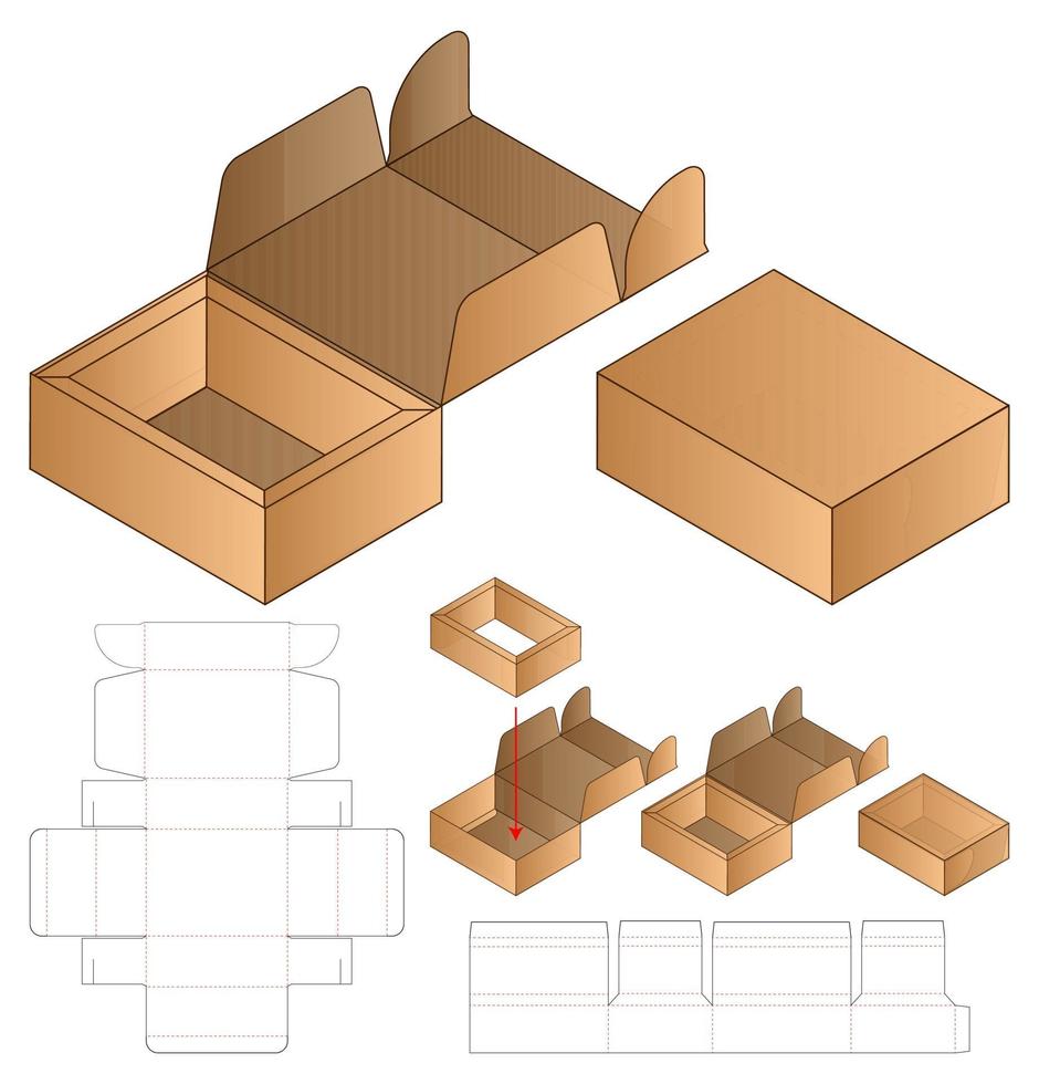 Box packaging die cut template design. 3d mock-up vector